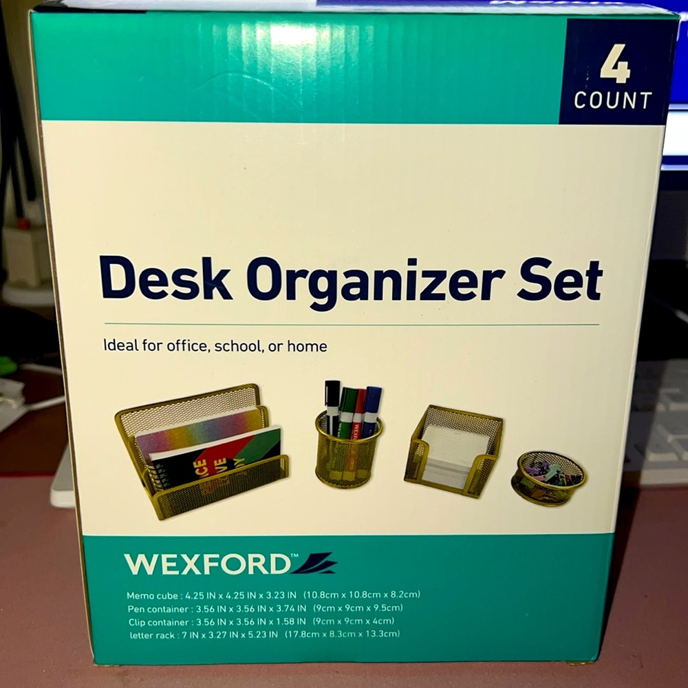 Desk organizer 4 piece gold